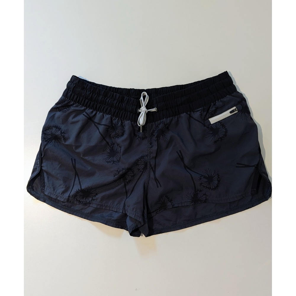 Vuori Clementine Running Shorts Black Dandelion Print Women Medium